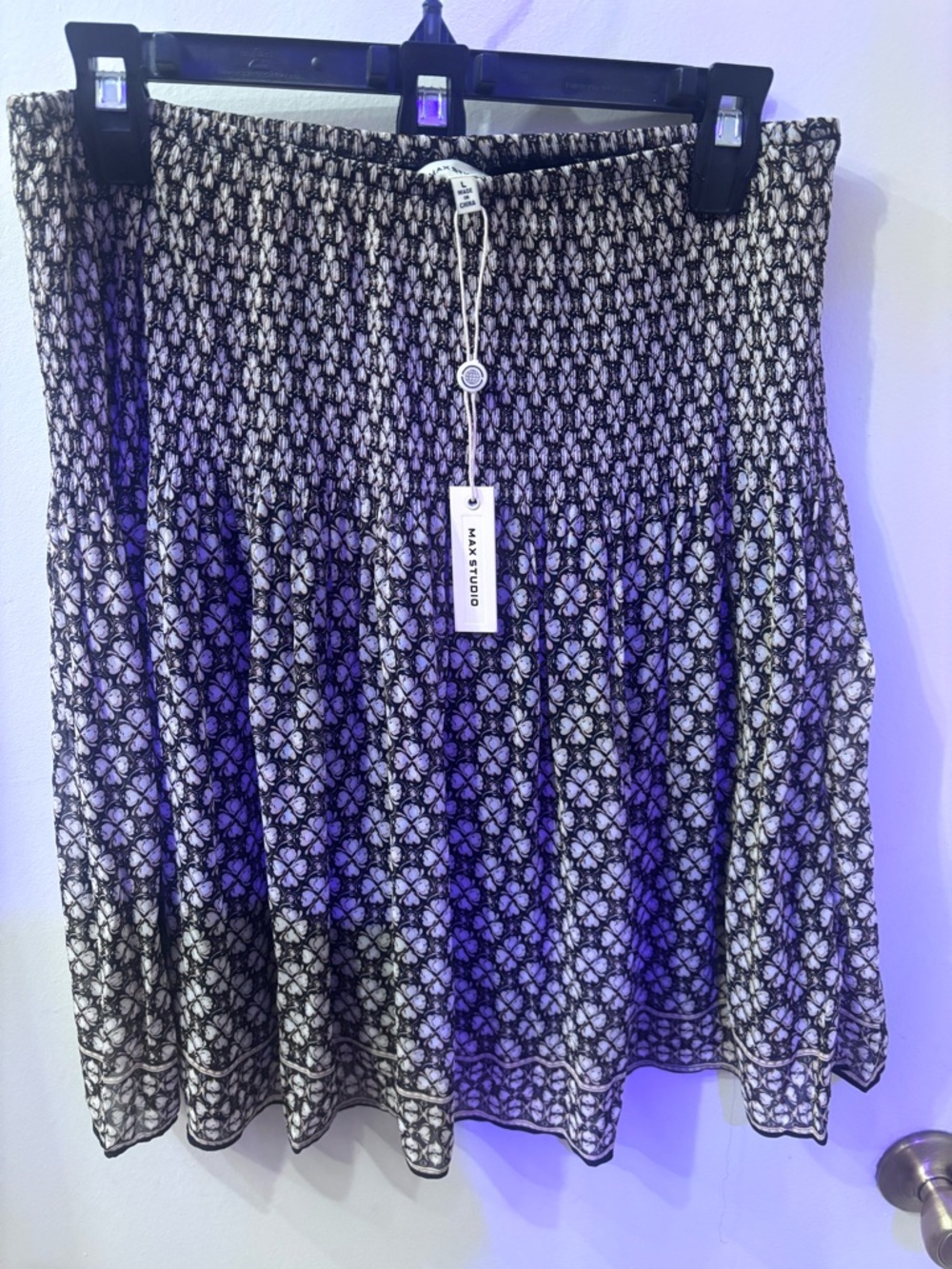 NWT Max Studio Black & White Printed A-Line Skirt